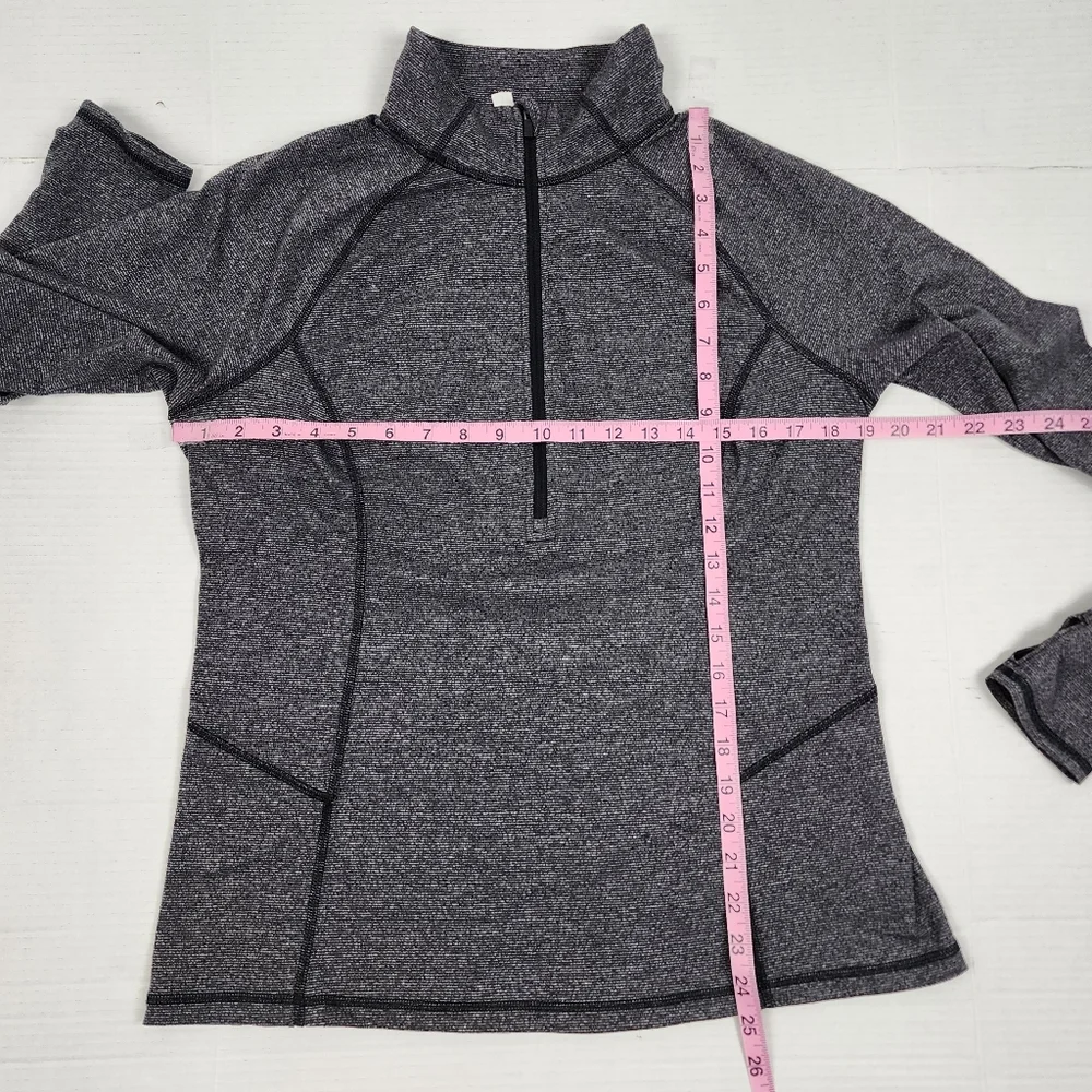 Lucy Activewear Heathered Gray Half-Zip Pullover - Mesh Back & Thumbholes Size L - Picture 6 of 11